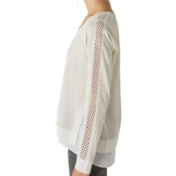 LUCKY BRAND womens Gold Shimmer Knit Layered Sweater size M - Picture 5 of 10